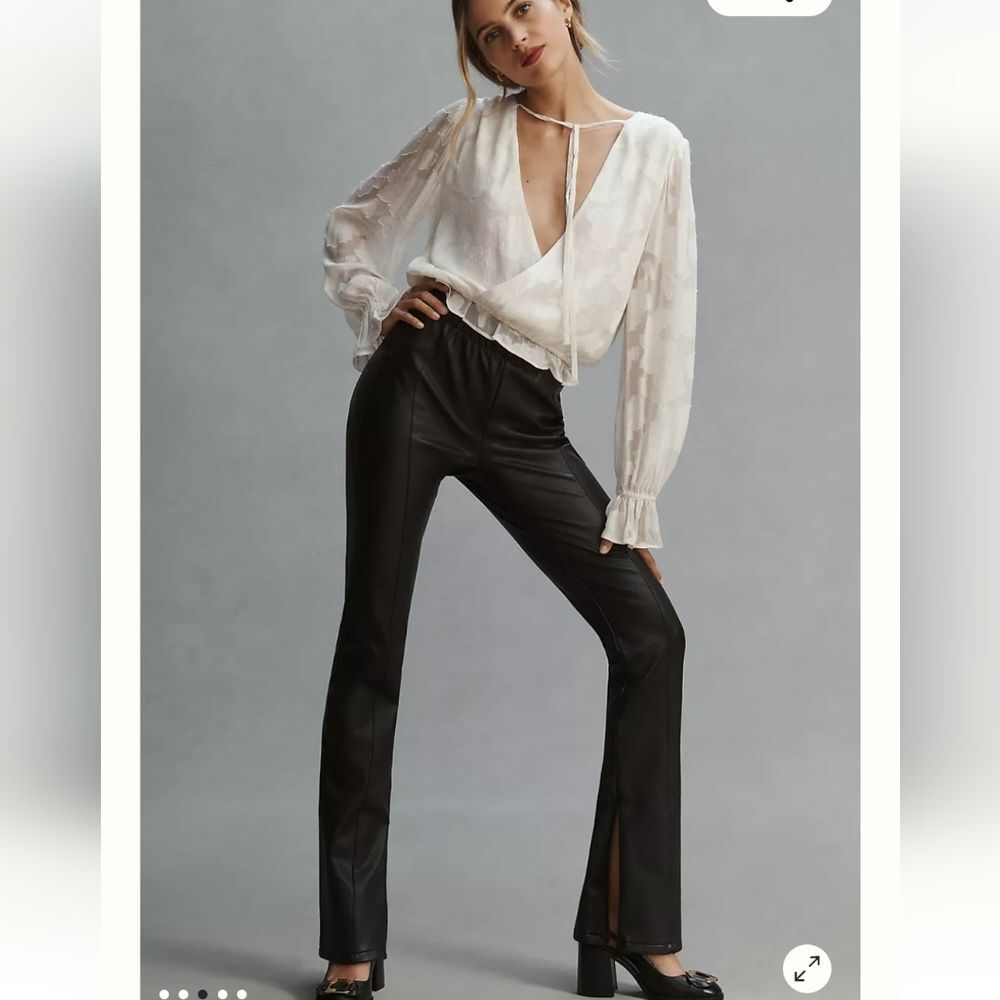 Pilcro Anthropologie Glasgow Faux Leather Skinny Stretchy Pull On Pants Black 30
